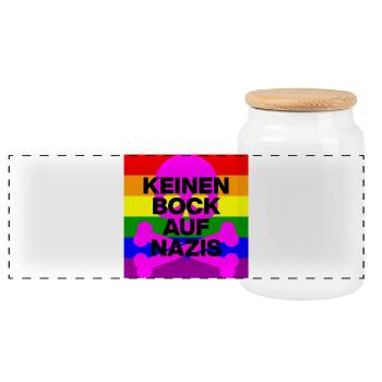 KEINEN BOCK AUF NAZIS, NO NZS, NO AFD, SKULL PINK - Panorama Keksdose mit Holzdeckel - Weiß - Vorne