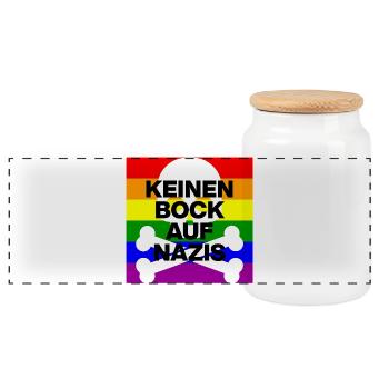 KEINEN BOCK AUF NAZIS, NO NZS, NO AFD, SKULL WEISS - Panorama Keksdose mit Holzdeckel - Weiß - Vorne