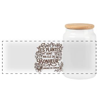 Les Plantes sont ma Cle du Bonheur - Jardinage - Boîte à biscuits avec couvercle en bois - blanc - Devant