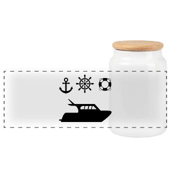 Motorboat - Panoramic Cookie Jar with Wooden Lid - white - Front