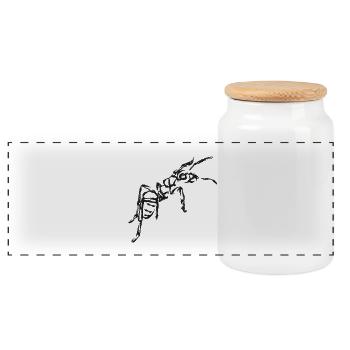 Black Ant – Insektenillustration - Panorama Keksdose mit Holzdeckel - Weiß - Vorne