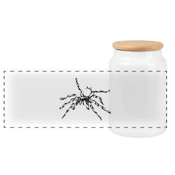 Black Spider – Insektenillustration - Panorama Keksdose mit Holzdeckel - Weiß - Vorne