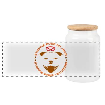Staffie pour toujours - 025 - Boîte à biscuits avec couvercle en bois - blanc - Devant