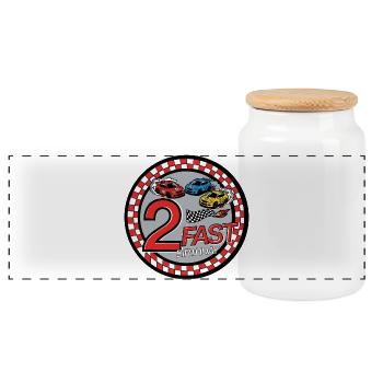 2 Fast Birthday Race Car Design - Panoramic Cookie Jar with Wooden Lid - white - Front
