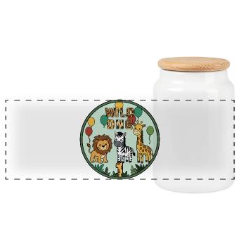 Trio des Amis Animaux Sauvages - Boîte à biscuits avec couvercle en bois - blanc - Devant