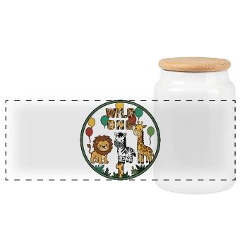 Wild One Zoodesign Balloon Party - Panoramic Cookie Jar with Wooden Lid - white - Front