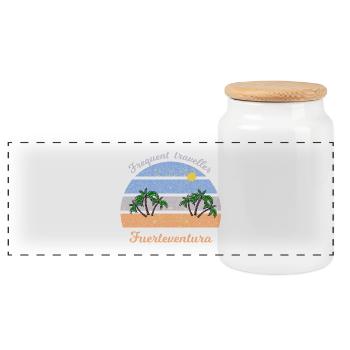 Frequent Traveler Fuerteventura Retro - Panoramic Cookie Jar with Wooden Lid - white - Front