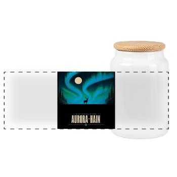 Aurora Hain National Park – Northern - Panoramic Cookie Jar with Wooden Lid - white - Front