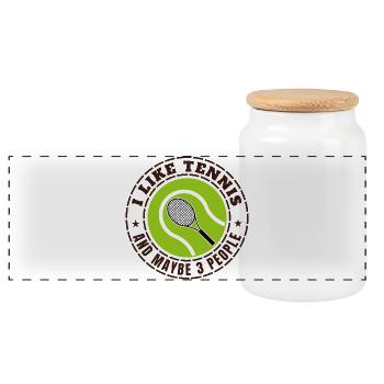 ICH MAG TENNIS UND VIELLEICHT DREI LEUTE - Panorama Keksdose mit Holzdeckel - Weiß - Vorne