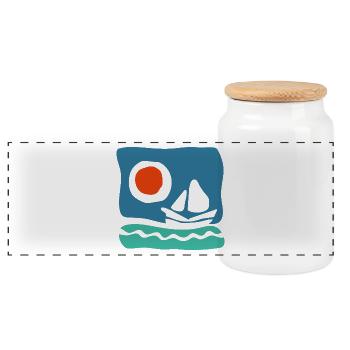 Segelboot auf azurblauem Meer – Meeresillustration - Panorama Keksdose mit Holzdeckel - Weiß - Vorne