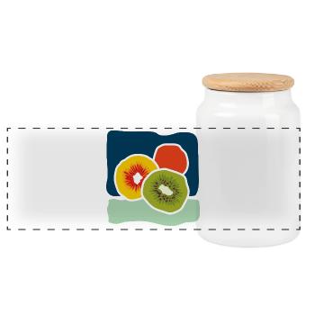 Bunte Kiwis – Fruchtige Pop-Illustration - Panorama Keksdose mit Holzdeckel - Weiß - Vorne