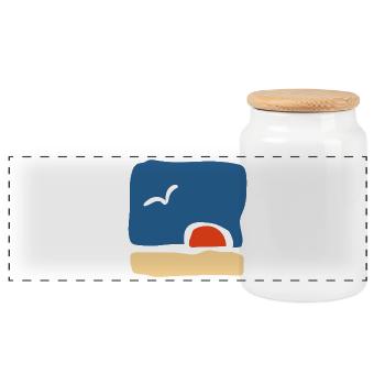 Vogel bei Sonnenuntergang – Minimalistische Kunst - Panorama Keksdose mit Holzdeckel - Weiß - Vorne