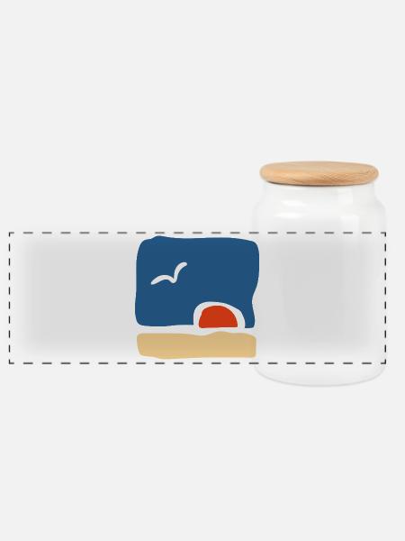 Vogel bei Sonnenuntergang – Minimalistische Kunst - Panorama Keksdose mit Holzdeckel - Weiß