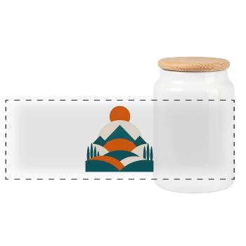 Minimalistisches Geo Landschafts Design  - Panorama Keksdose mit Holzdeckel - Weiß - Vorne