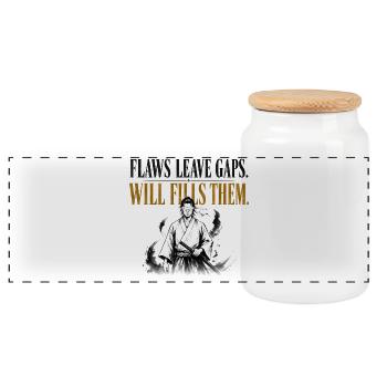 Stoïque Samouraï Will les remplit Maillot de Motivation de la Salle de Sport - Boîte à biscuits avec couvercle en bois - blanc - Devant