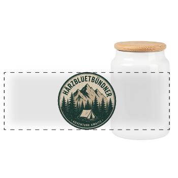 Graubünden - Panoramic Cookie Jar with Wooden Lid - white - Front