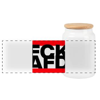 FCK AFD, NIE WIEDER IST JETZT, NO NZS, NO AFD - Panorama Keksdose mit Holzdeckel - Weiß - Vorne
