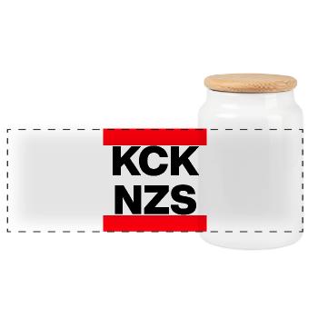 KCK NZS ! DÉCLARATION CONTRE LES NÉO-NAZIS, PLUS JAMAIS - Boîte à biscuits avec couvercle en bois - blanc - Devant