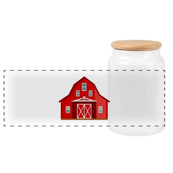 Red barn - Panoramic Cookie Jar with Wooden Lid - white - Front