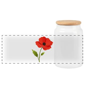Poppy flower - Panoramic Cookie Jar with Wooden Lid - white - Front