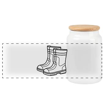 Rain boots - Panoramic Cookie Jar with Wooden Lid - white - Front