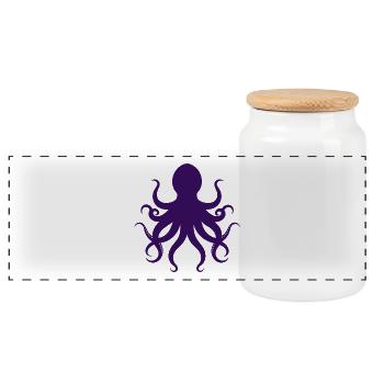 Octopus - Panoramic Cookie Jar with Wooden Lid - white - Front