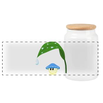 Blue Mushroom - Panoramic Cookie Jar with Wooden Lid - white - Front