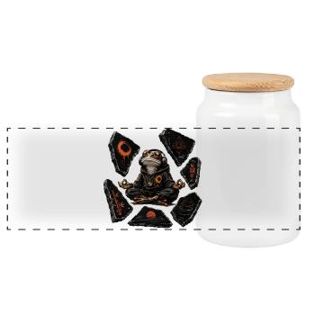 Meditierender Frosch Hoodie Zen - Panorama Keksdose mit Holzdeckel - Weiß - Vorne