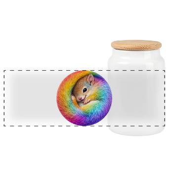 Regenbogen-Eichhörnchen - Panorama Keksdose mit Holzdeckel - Weiß - Vorne