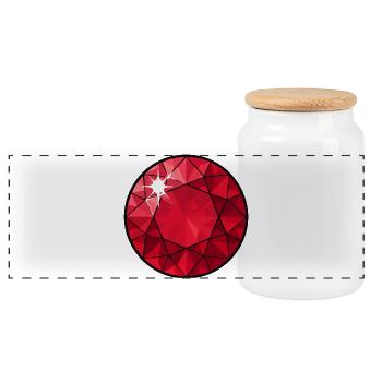 Faceted Ruby Circle - Panoramic Cookie Jar with Wooden Lid - white - Front