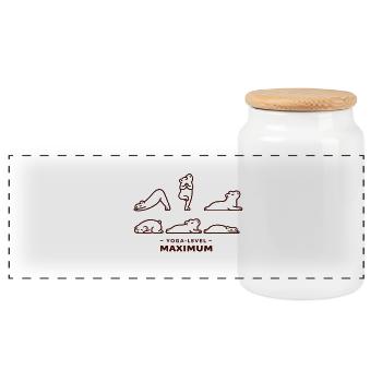 Yoga Level Maximum Capybara Yoga Poses - Panoramic Cookie Jar with Wooden Lid - white - Front