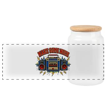 Make Some Noise Retro Boombox - Panoramic Cookie Jar with Wooden Lid - white - Front