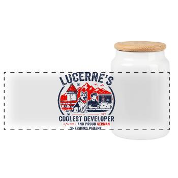 Lucerne Journalist Proud Dachshund Parent Apparel - Panoramic Cookie Jar with Wooden Lid - white - Front
