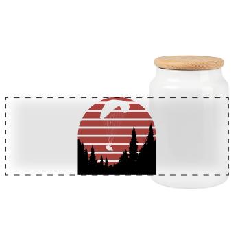 Gleitschirm_uber_Wald - Boîte à biscuits avec couvercle en bois - blanc - Devant
