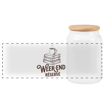 Week-end Réservé - Rendez-vous avec ma PAL - Boîte à biscuits avec couvercle en bois - blanc - Devant
