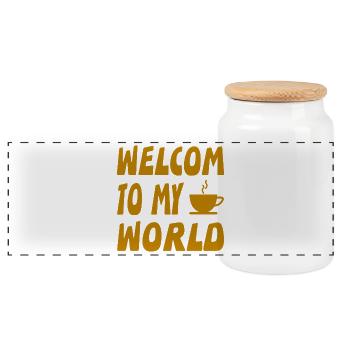 Coffee - Panoramic Cookie Jar with Wooden Lid - white - Front