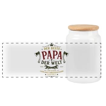 Der beste Papa der Welt - Panorama Keksdose mit Holzdeckel - Weiß - Vorne
