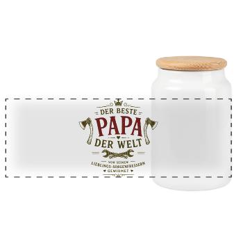 Der beste Papa der Welt - Panorama Keksdose mit Holzdeckel - Weiß - Vorne
