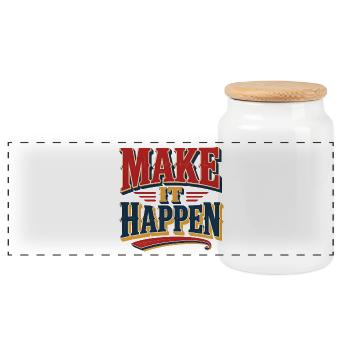 Make your dreams come true! The retro design - Panoramic Cookie Jar with Wooden Lid - white - Front