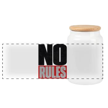 No Rules – Brutalist Typography Statement - Panoramic Cookie Jar with Wooden Lid - white - Front