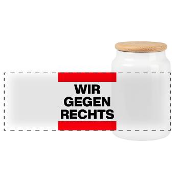 WIR GEGEN RECHTS, STATEMENT, NIE WIEDER, NO AFD - Panorama Keksdose mit Holzdeckel - Weiß - Vorne
