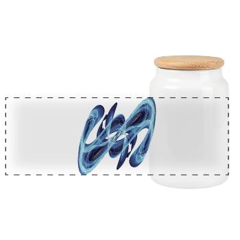 Blue Glow – Fractal Art - Panoramic Cookie Jar with Wooden Lid - white - Front