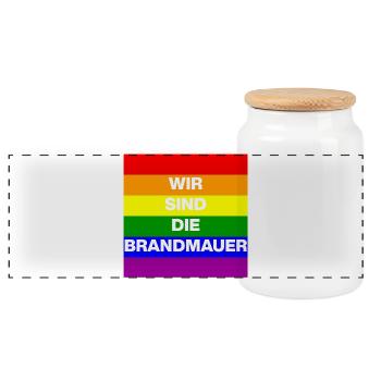 Wir sind die Brandmauer, No NZS, No AFD, weiß - Panorama Keksdose mit Holzdeckel - Weiß - Vorne