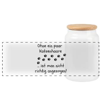 OHNE KATZENHAARE, KATZE, CATLOVER, KATZEN, CAT - Panorama Keksdose mit Holzdeckel - Weiß - Vorne