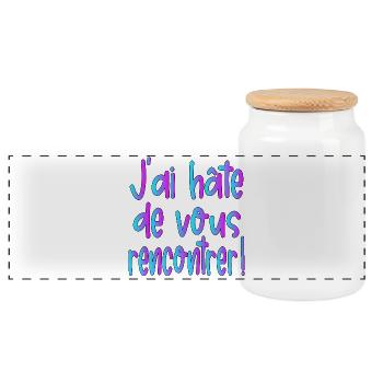 J'ai hâte de vous rencontrer - Boîte à biscuits avec couvercle en bois - blanc - Devant