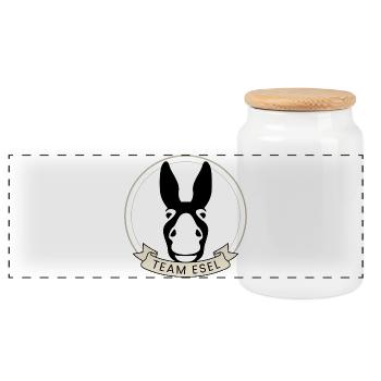 Team Donkey | Donkey Gift for Animal Lovers - Panoramic Cookie Jar with Wooden Lid - white - Front