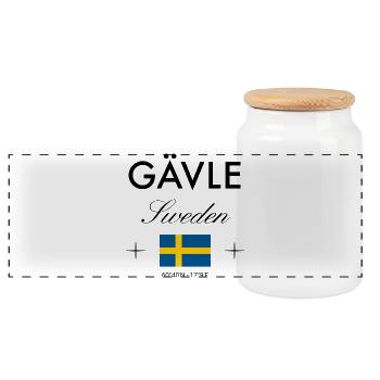 Gävle Suède Coordonnées Souvenir de voyage - Boîte à biscuits avec couvercle en bois - blanc - Devant