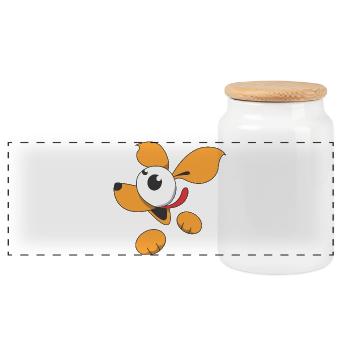 Cute Comic Dog - Panoramic Cookie Jar with Wooden Lid - white - Front