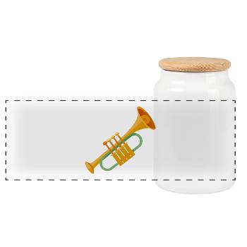 Trompette - Boîte à biscuits avec couvercle en bois - blanc - Devant