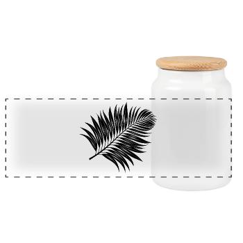 Feuille de palmier tropicale - Boîte à biscuits avec couvercle en bois - blanc - Devant